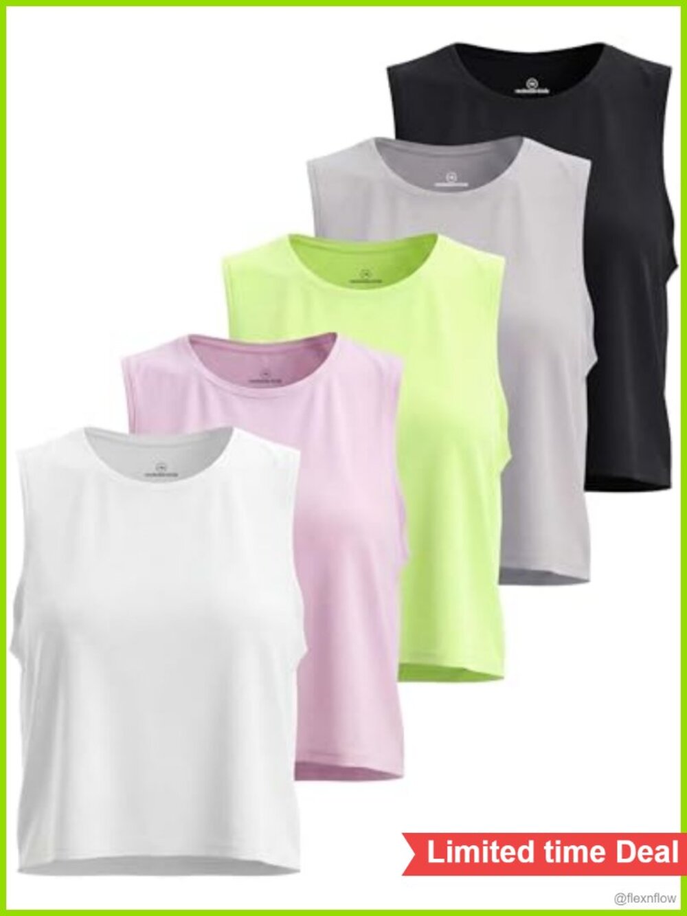 5 Pack Women's Dry Fit Crop Tank Tops Sleeveless Athletic Workout Gym Yoga